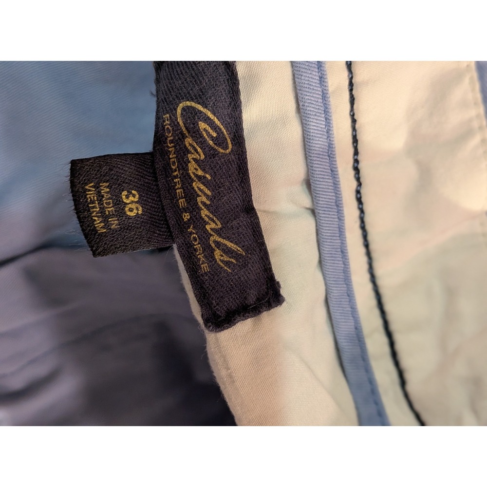 Roundtree & Yorke Casuals Mens 36 Light Blue Flat Front 100% Cotton Shorts - Picture 5 of 9